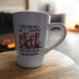 Hand Crafted Cats Make Me Happy White Mug